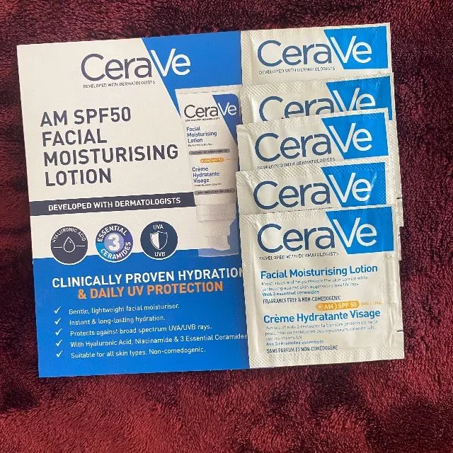 My CeraVe SPF50 Facial Moisturising Lotion.