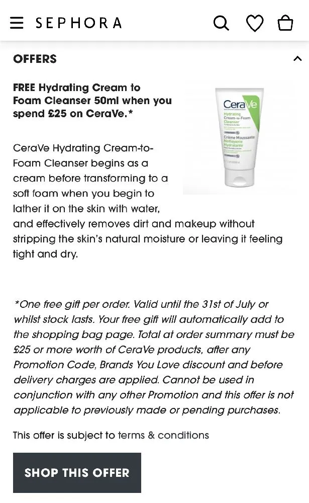 Great offers on Cerave at Sephora UK 👀